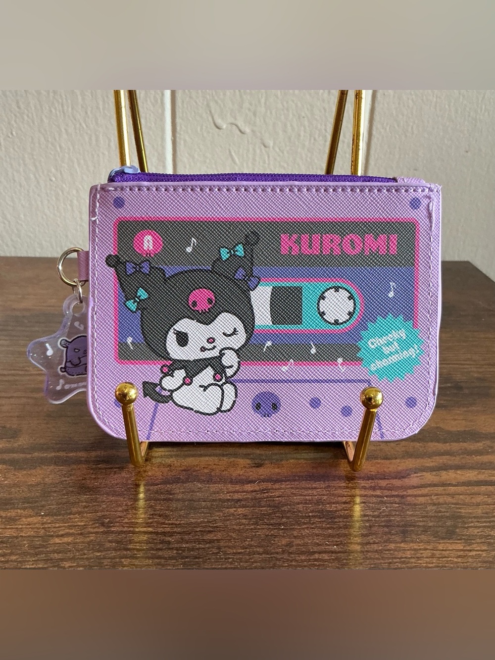 Pink Mango Sanrio Kuromi Retro Cassette Tape Coin Pouch Wallet Purple Kawaii